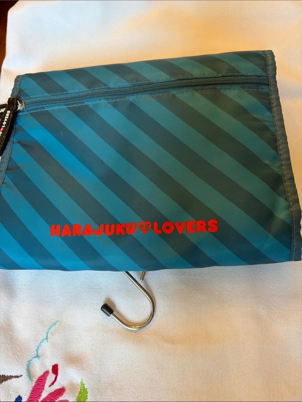 Harajuku Lovers Gwen Stefani Tri-fold Teal Foldable Cosmetic Toiletries Bag